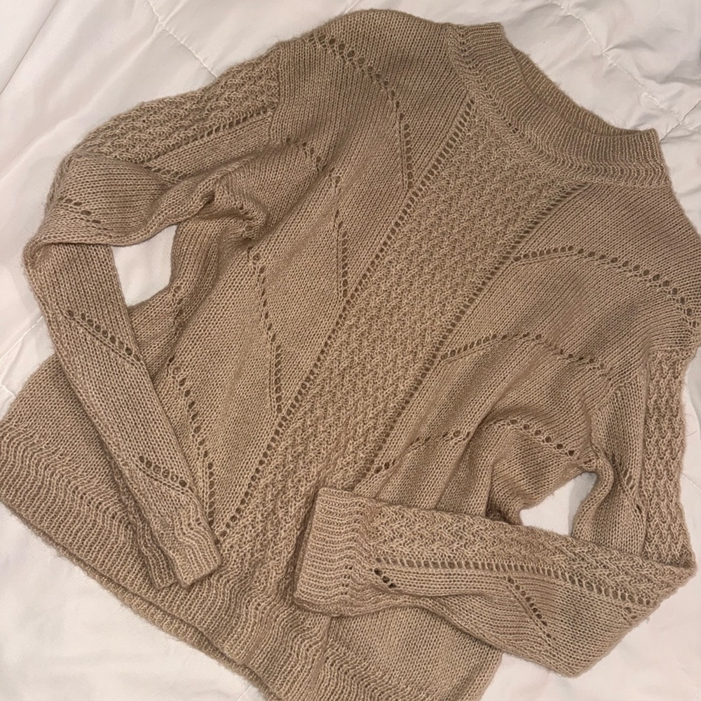 Chelsea & Violet Taupe Cable Knit Turtleneck Sweater